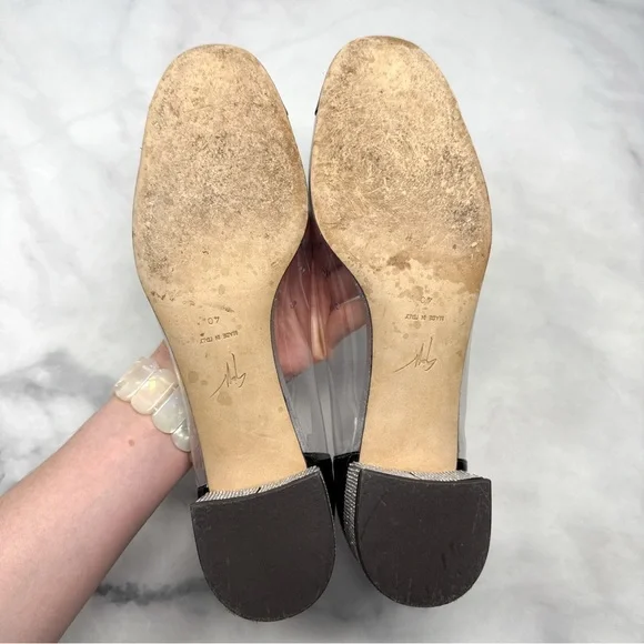 Giuseppe Zanotti Vitrum Clear Rhinestone Embellished Block Heel Pump Flats 40